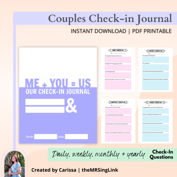 Check-in Journal for Couples (Daily, Weekly, Monthly, Yearly)